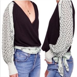 Free People Surplice floral blouse